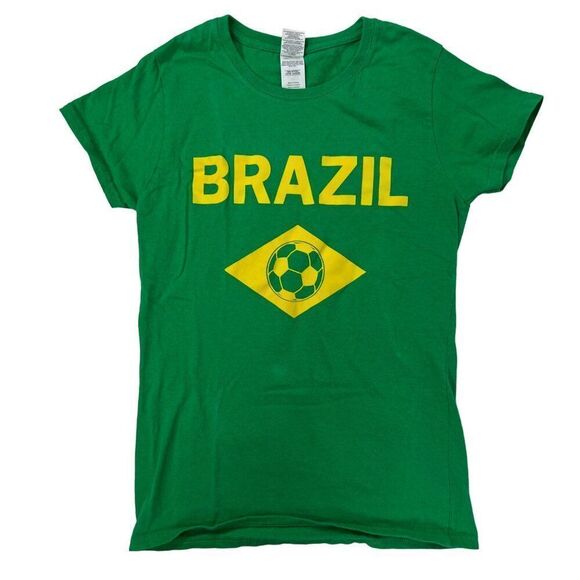 Vintage 90s Streetwear Green Indie Brazil Football Soccer Graphic T-Shirt / S - Picture 4 of 8